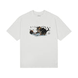 Real shot: summer loose-fit cat print short-sleeve t-shirt