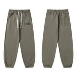 Autumn new arrivals: drawstring pure cotton men's autumn trousers - printed straight leg pants