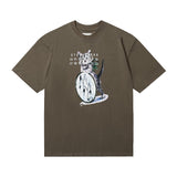 Real shot: summer loose-fit cat print short-sleeve t-shirt