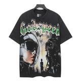 high version gods short sleeve heavy weight washed fog high street skull pure cottonprinting round