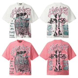 Cross-border wholesale basketball star series short-sleeved tee james star portrait heavy industry washed couple wide