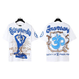 american trend high quality loose t-shirt pure cotton front and rear high-definition printing casualcoupletrendy short sleeves