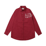 Early autumn printed lightweight long-sleeve cotton shirt with turn-down collar