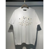 [gram] am flow paint graffiti letter starry sky classic logo print short sleeve couple t-shirt