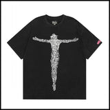 Hs american high street retro washed portrait short-sleeved t-shirt long sleeves sweatshirt hoodie