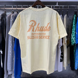 Rhude T Shirts Letter Printed Cotton Casual Short Sleeve Men and Women
