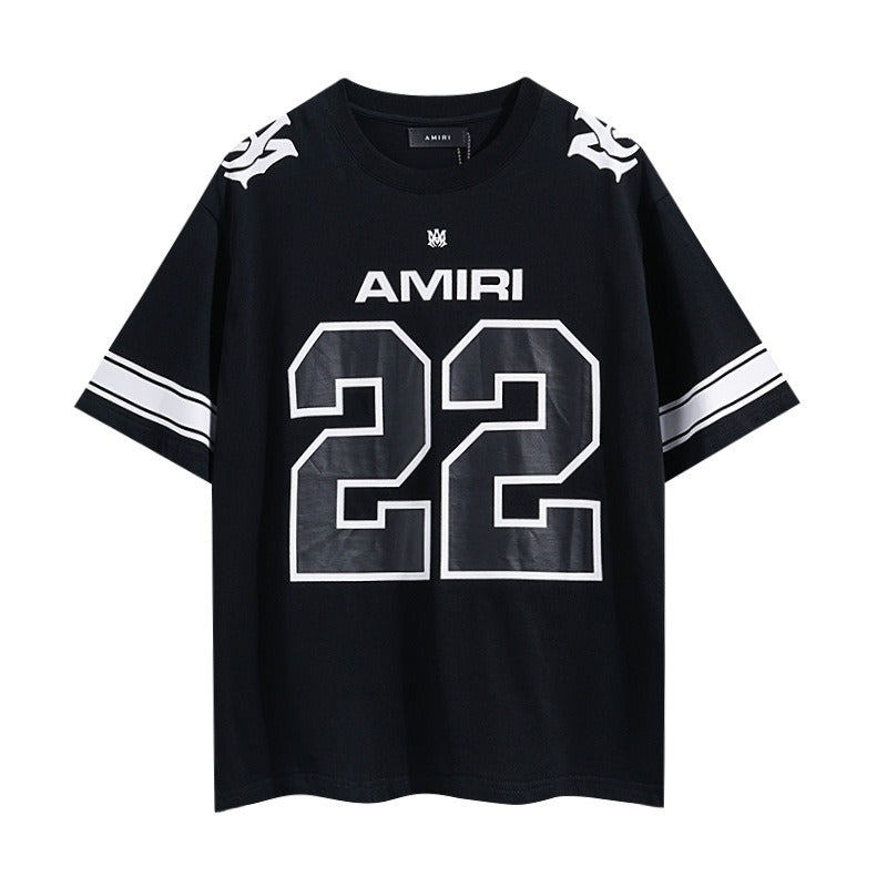 amri washed distressed tiger head number & letter logo short sleeve t-shirt