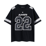amri washed distressed tiger head number & letter logo short sleeve t-shirt