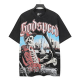 high version gods short sleeve heavy weight washed fog high street skull pure cottonprinting round