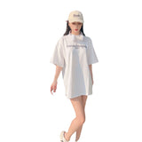 Neutrallooseletterlogopure cotton double yarn breathable short-sleeved teet-shirt