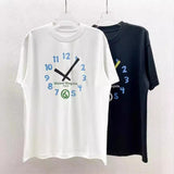 Clock print crew neck t-shirt - imported digital direct-to-garment printing, short sleeve