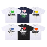 Spder hip-hop singer hotfix rhinestone foil letter print short sleeve t-shirt & rhinestone embellished shorts set (couple's style)