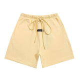 essential double line fog shorts icon laminated stereo letter round neck couple pullover
