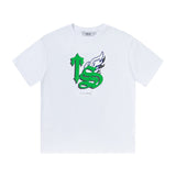 trap gradient letter tiger head short sleeve european and american high street trap star printing t-shirt loose s