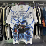 MAJESTIK T Shirts the world shark graphic hot diamond distressed