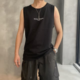 Real shot, in-stock, eight-language text print, sleeveless tank top for men