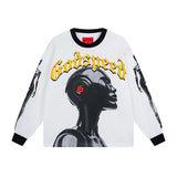 Cross-border wholesale american trend skull metal rock band robot bottom shirt pure cotton looselong sleevest