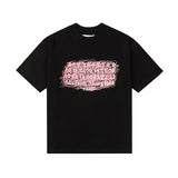 Pink graffiti summer digital print loose fit short sleeve t-shirt