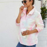 Women Sherpa Jacket Rainbow Plush Coat Gradient Color Fur Sweater for Women