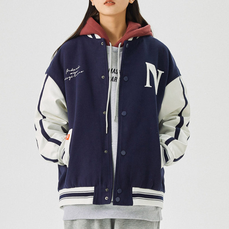 Letterman Jacket Outfit Senior Jackets Varsity Baseball Coat Autumn Men's Loose Casual