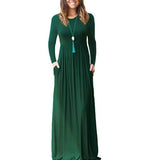 Work Dresses with Pockets Autumn and Winter Women's Long Sleeve Pocket Dress Formal Dress