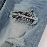 Amiri Jeans Casual Hip Hop Wash Splash-Ink Painted Slim Jeans Casual Fashionable 6665