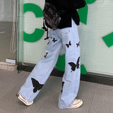 Anime Print Jeans Denim Pants Spring Print Straight Loose Jeans for men Clothing