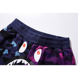 Shark Print Shorts Purple Patchwork Blue Men and Women Summer Camouflage Shorts Fashion Brand Casual Shorts