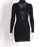 Sweater Dress Outfit With Tights 2 Pieces Set Knitted Deep V Tied Dress Women's Clothing