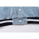 Letterman Jacket Outfit Senior Jackets Varsity Baseball Coat Men's Loose Lapel Denim Jacket