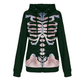 Skull Hoodie Halloween Skull Long Sleeve Hoodie Zipper Cardigan Jacket