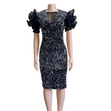 Mariah Carey See Through Dress Sequined Slim Dress