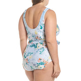 Women Plus Size Swimwear One-Pieces Floral Tie-Neck One Piece Swimsuit Bikini