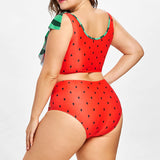 Women Plus Size Swimwear Tankinis Watermelon Fruit Printed Split Bikini Swimsuit