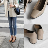 Nude Pumps Block Heel Vintage Mary Jane Shoes