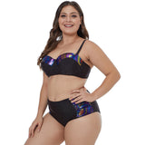 Women Plus Size Swimwear Bikini Printed High Waist Hot Spring Bathing Suit