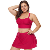 Women Plus Size Swimwear Tankinis Conservative Split High Waist Swimsuit
