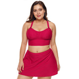Women Plus Size Swimwear Tankinis Conservative Split High Waist Swimsuit