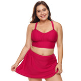 Women Plus Size Swimwear Tankinis Conservative Split High Waist Swimsuit