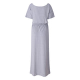 Women Plus Size Maxi Dress Waist Trimming Short-Sleeved