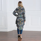 Women Plus Size Midi Dresses Muslim Loose Print Shirt Dress