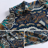 Women Plus Size Midi Dresses Muslim Loose Print Shirt Dress
