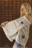 Women Shirts Flower Embroidered Hollow Off-Shoulder Large Bell Sleeve Shirt Top