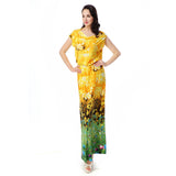 Women Plus Size Maxi Dresses Summer Bohemian Yellow Printings Holiday Dress