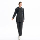 Burkini Muslim Swimwear Solid Color Hooded Zipper Pocket Loose Casual Sportswear