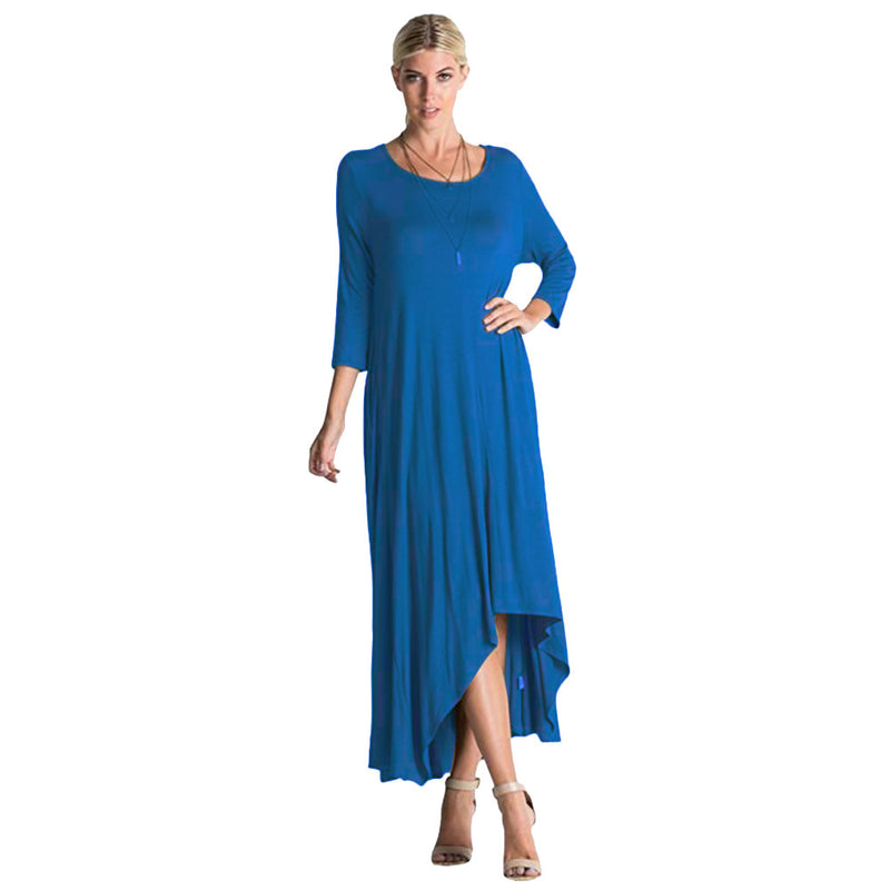 Women Plus Size Maxi Dresses Spring and Autumn Fashion Solid Color Loose Long Dress