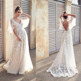 Women Lace Wedding Dress Spring and Summer Dress Sexy Lace V-neck Backless Dress