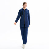 Burkini Muslim Swimwear Solid Color Hooded Zipper Pocket Loose Casual Sportswear
