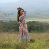 Beth Dutton Bohemian Dress Winter Autumn Midi Dresses Beach Vacation Style Large Swing Pleated Printed Dress