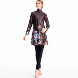 Burkini Muslim Swimwear Printed Swimsuit Conservative Three-Piece Suit